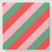 Contemporary Christmas Candy Stripes  Stenen Onderzetter (Voorkant)