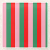 Contemporary Christmas Stripes  Glazen Onderzetter (Voorkant)