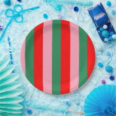 Contemporary Christmas Stripes  Papieren Bordje (Feest)