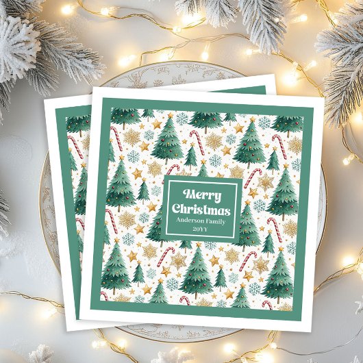 Contemporary Christmas Trees Festive Paper Napkins Servet