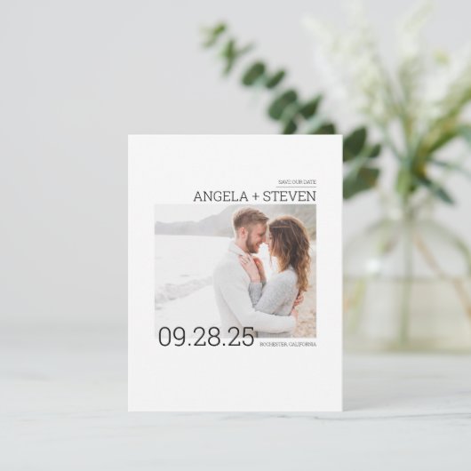 Contemporary Clean Minimalist Bewaar de datumfoto Save The Date (Staand voorkant)