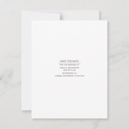 Contemporary Clean Minimalist Bewaar de datumfoto Save The Date (Achterkant)