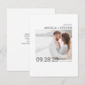 Contemporary Clean Minimalist Bewaar de datumfoto Save The Date (Voorkant / Achterkant)