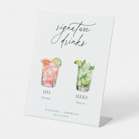 Contemporary Cocktails Signature Drinks Reclamebord Met Voetstuk (Voorkant)