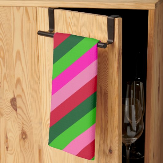 Contemporary Colors Christmas Stripes  Theedoek (Derde Gevouwen)