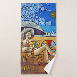 Contemporary Cubist Beach Art - Summer Relaxation  Bad Handdoek