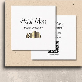 Contemporary Design Consultant QR code Modern Vierkante Visitekaartje