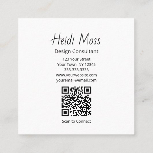 Contemporary Design Consultant QR code Modern Vierkante Visitekaartje (Achterkant)