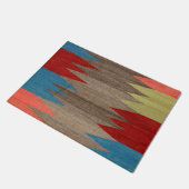 Contemporary Dusty Blue Gray Striped  Deurmat (Schuin)