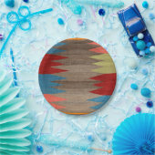 Contemporary Dusty Blue Gray Striped  Papieren Bordje (Feest)