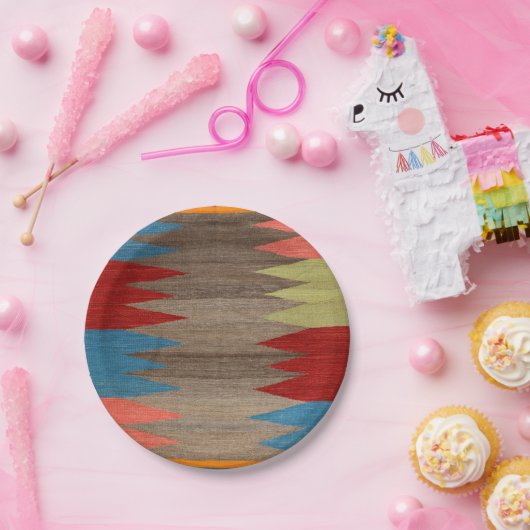 Contemporary Dusty Blue Gray Striped  Papieren Bordje (Feest)