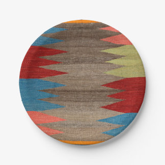 Contemporary Dusty Blue Gray Striped Papieren Bordje