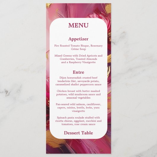 Contemporary Elegance:  Fuchsia Pink Gold Menu (Voorkant)