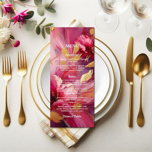 Contemporary Elegance:  Fuchsia Pink Gold Menu