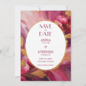 Contemporary Elegance: Fuchsia Pink Gold Save Date Kaart (Voorkant)