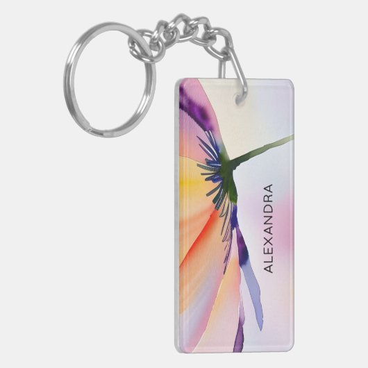 Contemporary Floral Optional Custom Name Sleutelhanger (Voorkant Links)