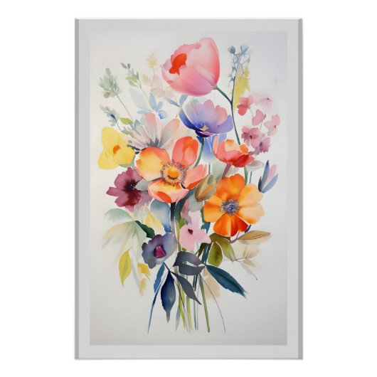 Contemporary Floral Wall Decor Art # 1 Perfect Poster (Voorkant)