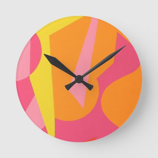 Contemporary Form of Orange and Pink Round Clock Ronde Klok (Voorkant)