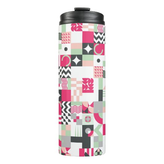 Contemporary geometric mosaic seamless pattern wit thermosbeker (Voorkant)