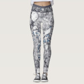 Contemporary Gray Blue Abstraction Special Paint Leggings (Voorkant)