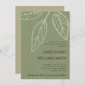 CONTEMPORARY GREEN KRAFT LEAVES REHEARSAL DINNER KAART (Voorkant / Achterkant)