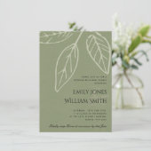 CONTEMPORARY GREEN KRAFT LEAVES REHEARSAL DINNER KAART (Staand voorkant)