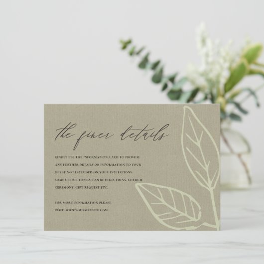 CONTEMPORARY KRAFT AQUA BLUE LEAVES INFORMATIE INFORMATIEKAARTJE (Staand voorkant)