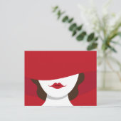 Contemporary Lady in Red Hat Postcard Briefkaart (Staand voorkant)