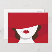 Contemporary Lady in Red Hat Postcard Briefkaart (Voorkant / Achterkant)