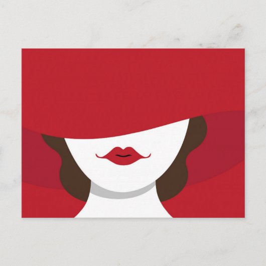 Contemporary Lady in Red Hat Postcard Briefkaart (Voorkant)