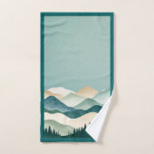 Contemporary Landscape Mountain Range Evergreens Bad Handdoek (Handdoek)