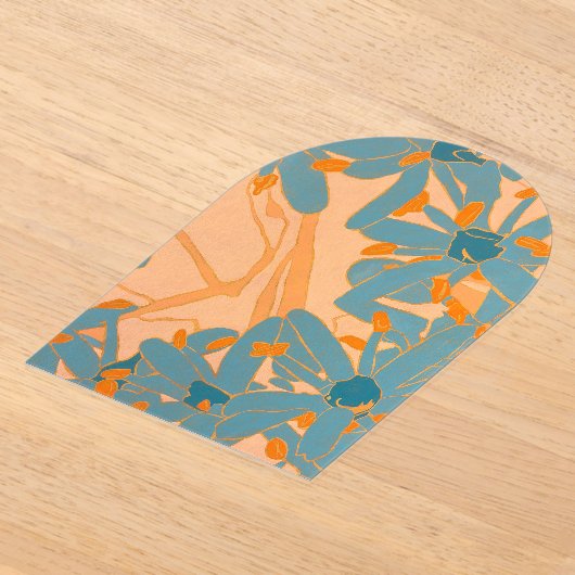 Contemporary Leaf Design in Peach Acryl Uitnodigingen (Laagn)