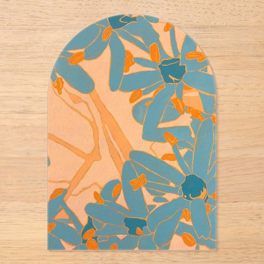 Contemporary Leaf Design in Peach Acryl Uitnodigingen (Voorkant)