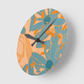 Contemporary Leaf Design in Peach bdge Ronde Klok (Hoek)