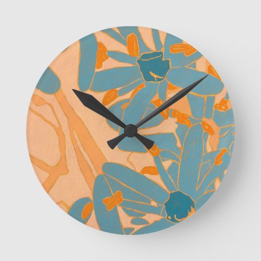 Contemporary Leaf Design in Peach bdge Ronde Klok (Voorkant)