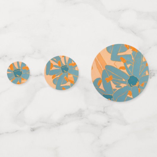 Contemporary Leaf Design in Peach  Confetti (Achterkanten)