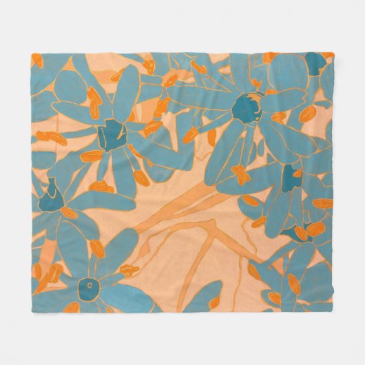 Contemporary Leaf Design in Peach  Fleece Deken (Voorkant (Horizontaal))