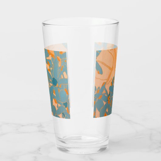Contemporary Leaf Design in Peach  Glas (Rechts)