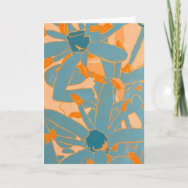 Contemporary Leaf Design in Peach Kaart