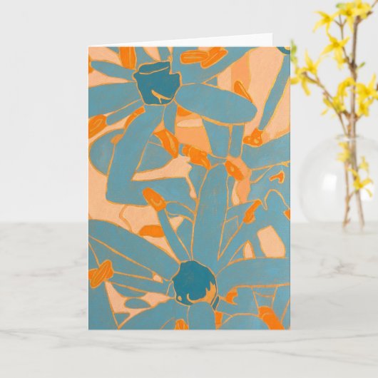 Contemporary Leaf Design in Peach Kaart (Gele Bloem)