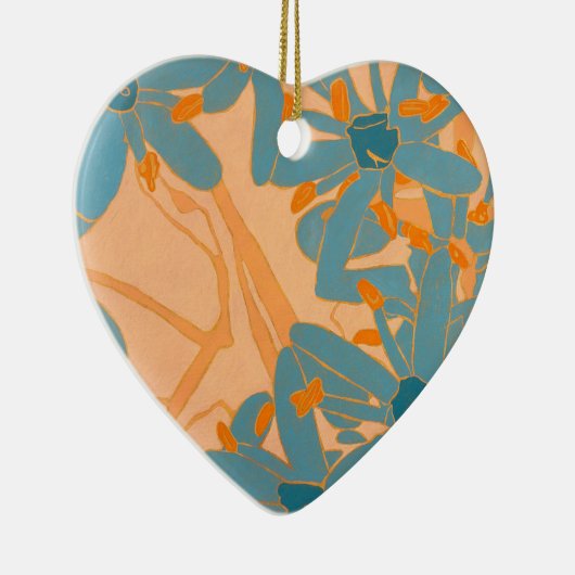 Contemporary Leaf Design in Peach Keramisch Ornament (Rechts)