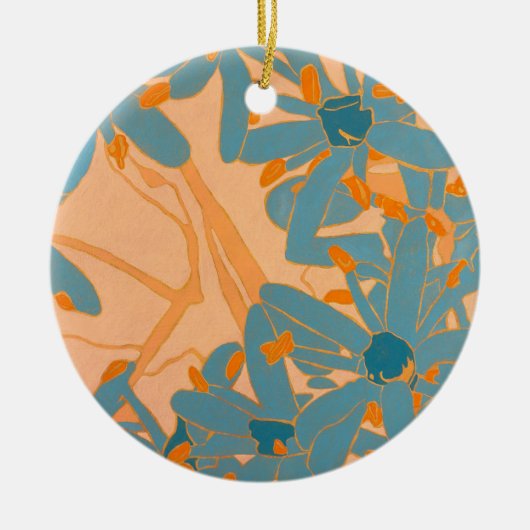 Contemporary Leaf Design in Peach Keramisch Ornament (Voorkant)