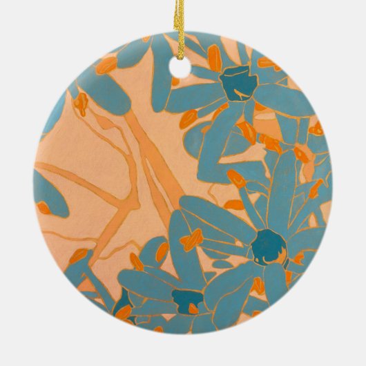 Contemporary Leaf Design in Peach Keramisch Ornament (Achterkant)