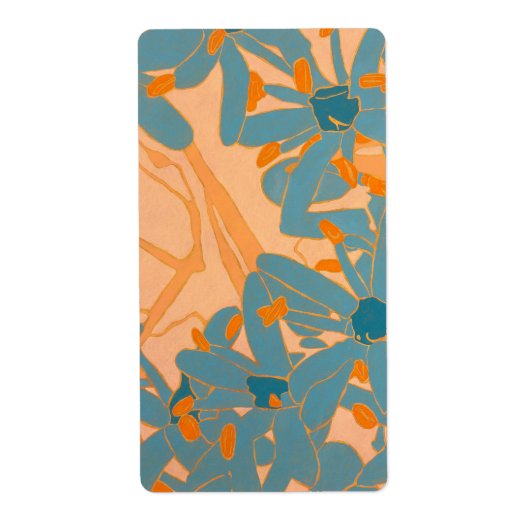 Contemporary Leaf Design in Peach Label (Voorkant)