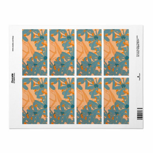 Contemporary Leaf Design in Peach Label (Full Sheet)
