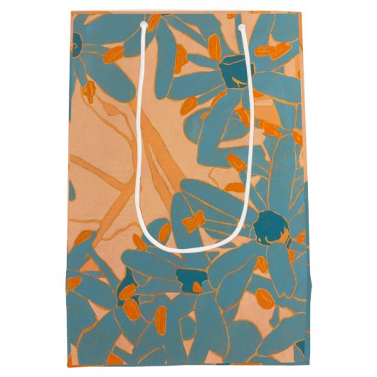 Contemporary Leaf Design in Peach Medium Cadeauzakje (Achterkant)