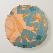 Contemporary Leaf Design in Peach  Rond Kussen (Voorkant)