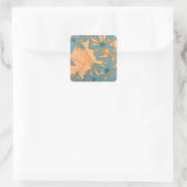 Contemporary Leaf Design in Peach Vierkante Sticker (Tas)