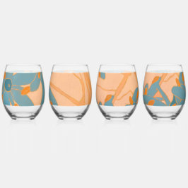 Contemporary Leaf Design in Peach Wijnglas Zonder Voet
