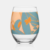 Contemporary Leaf Design in Peach Wijnglas Zonder Voet (Links)